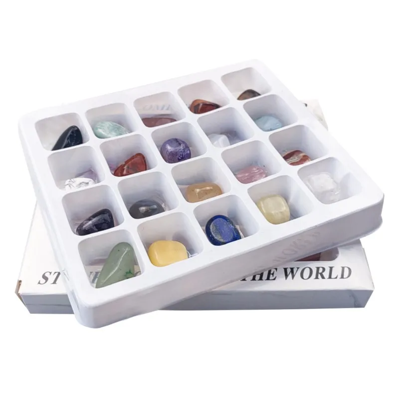 Natural Stones 1 Box Gift Raw 20 PCS Gemstones Collectible Sample Home Student Decoration Ore Mineral Specimen Quartz Crystal Polished Stone