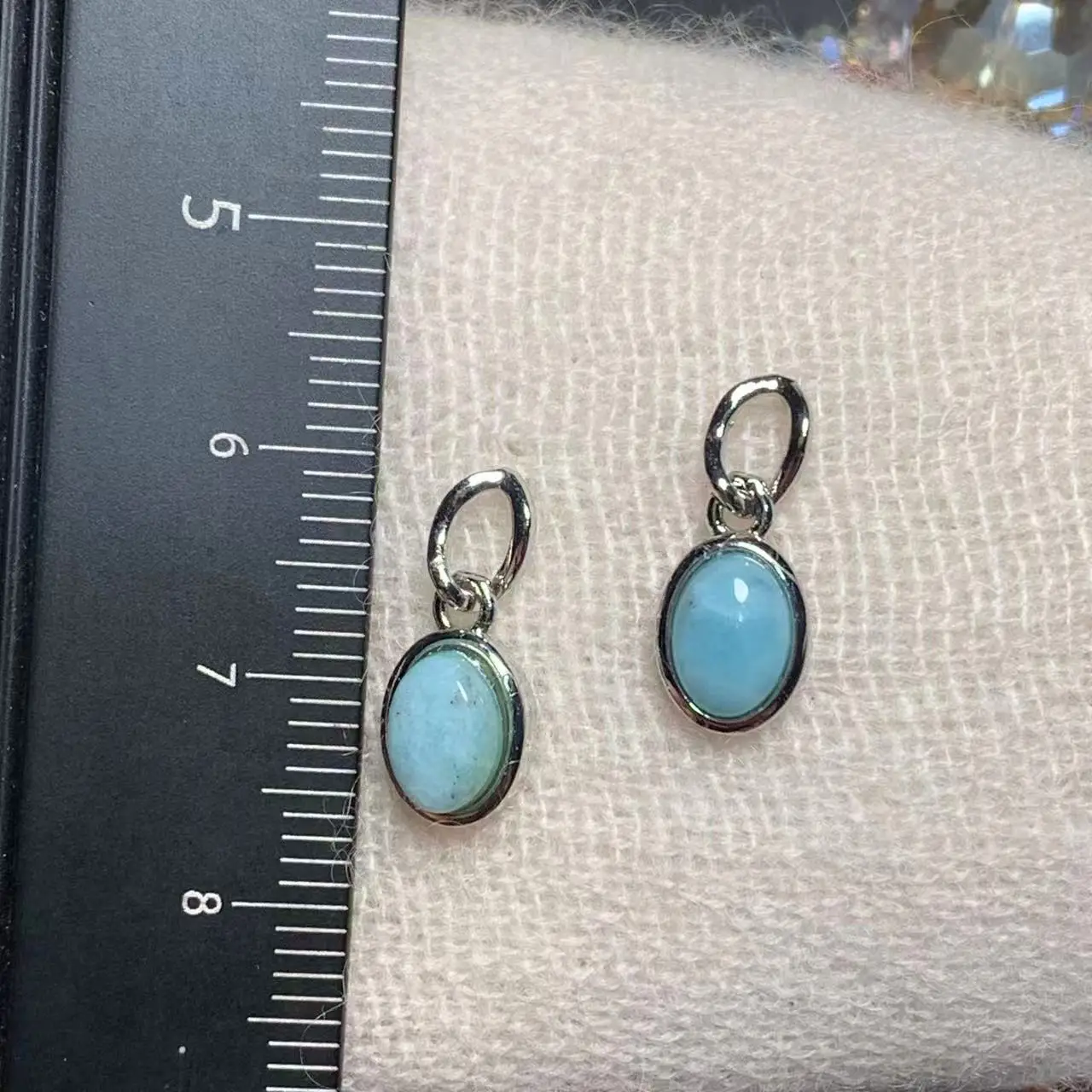 Natural Larimar 925 Sterling Silver Stud Earrings for women Jewelry Gift blue Prevent allergy gem jewelry Genuine stone