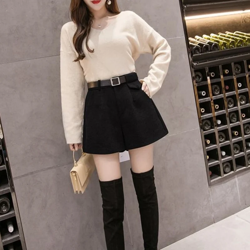 Spring Autumn New High Waist Solid Loose Wide Leg Shorts Versatile Plus Size Simplicity Shorts Fashion Casual Women Clothing