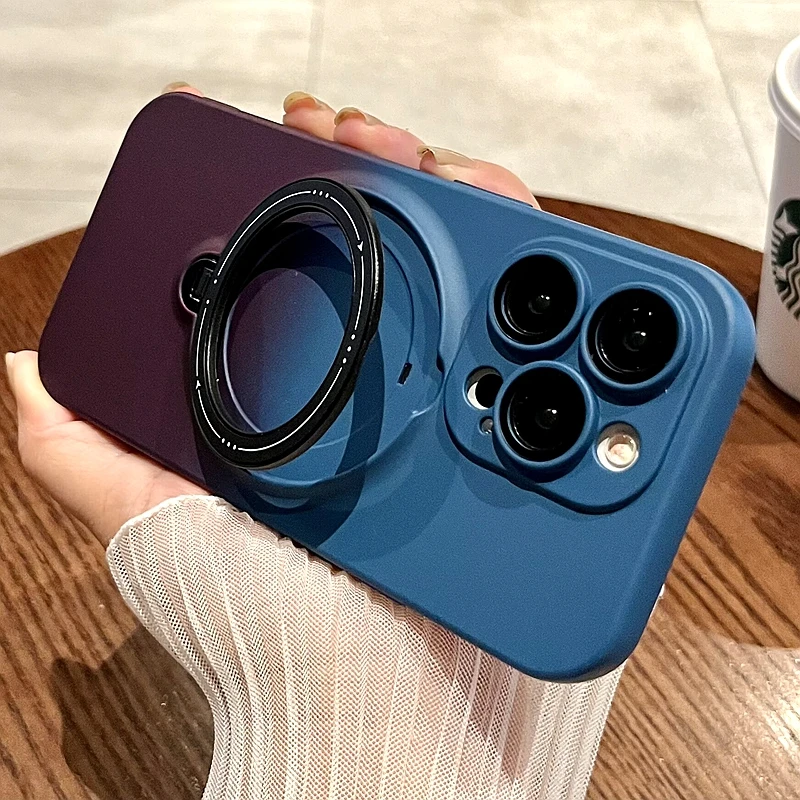 Magsafe Wireless Charging Gradient Case For iPhone 11 12 13 14 15 Pro Max Plus Magnetic Bracket Bumper Cover_voghion.com