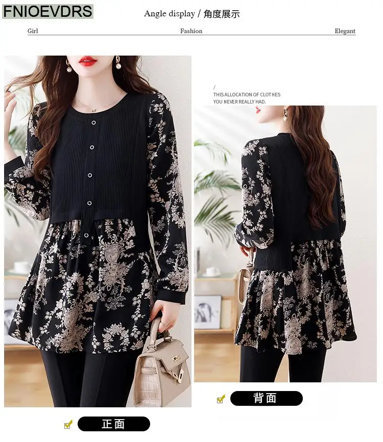Loose Clothes Women 2024 Autumn Long Elegant Office Lady Floral Shirts Casual Retro Vintage Ruffles Tunic Peplum Tops Blouses