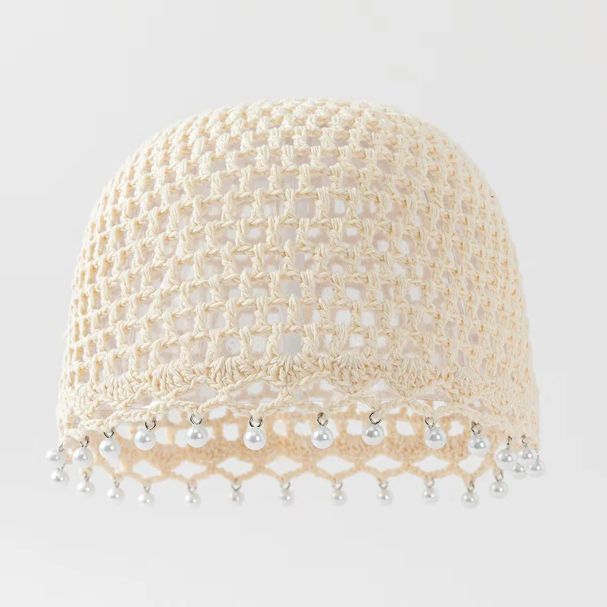 Elegant Lightweight Open-Knit Water Pearl Beanie – Artistic and Breathable Design