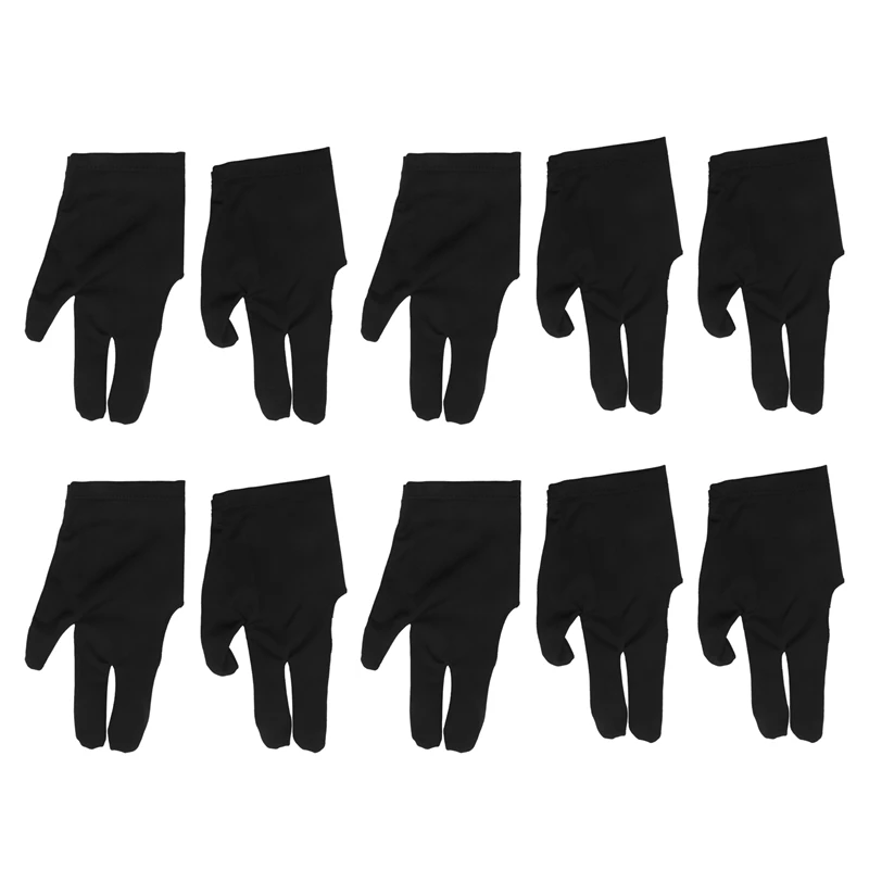 

10Pcs Billiard Gloves 3 Fingers Left And Right Hand Glove Snooker Cue Pool Gloves