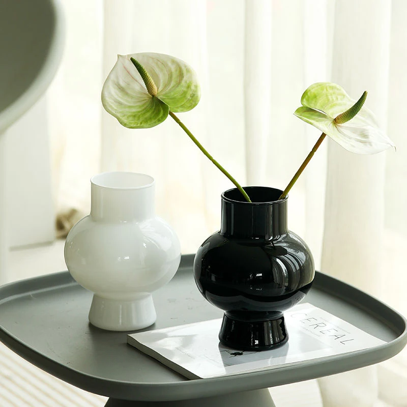 مزهرية زجاجية عتيقة لترتيب الزهور ، طراز إنز ، فاخ...