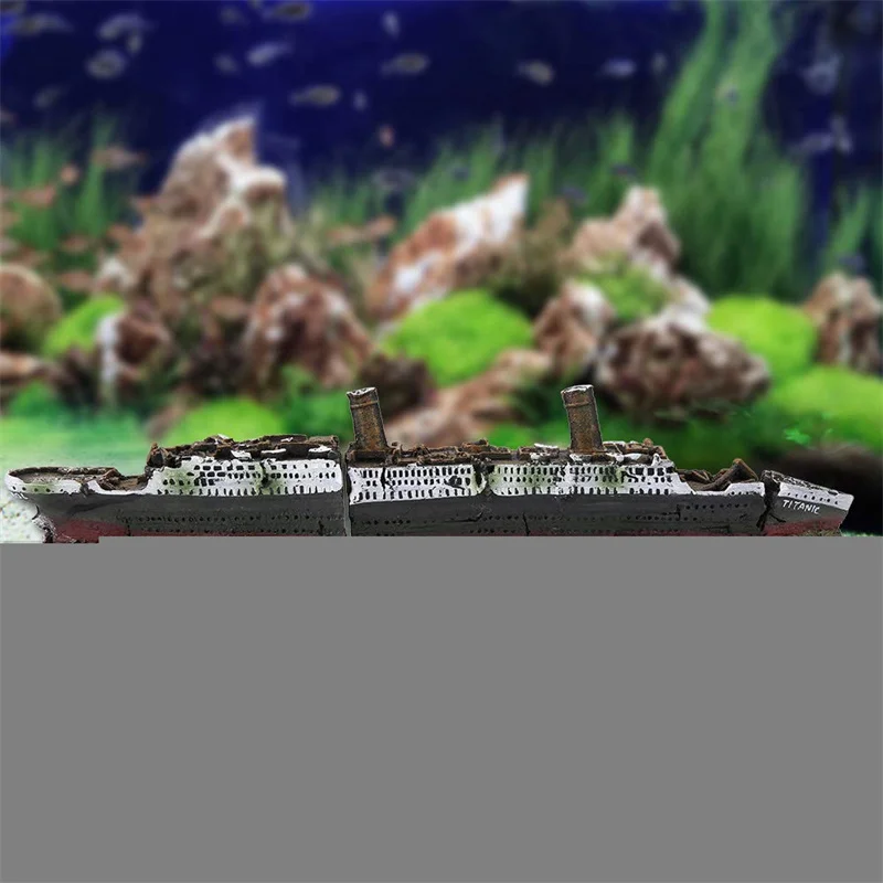 Fish tank landscaping Titanic Model Resin Aquarium Wrecked Boat Ship Decoration Artificial Fish Tank Ornament Sunk Ship Boat