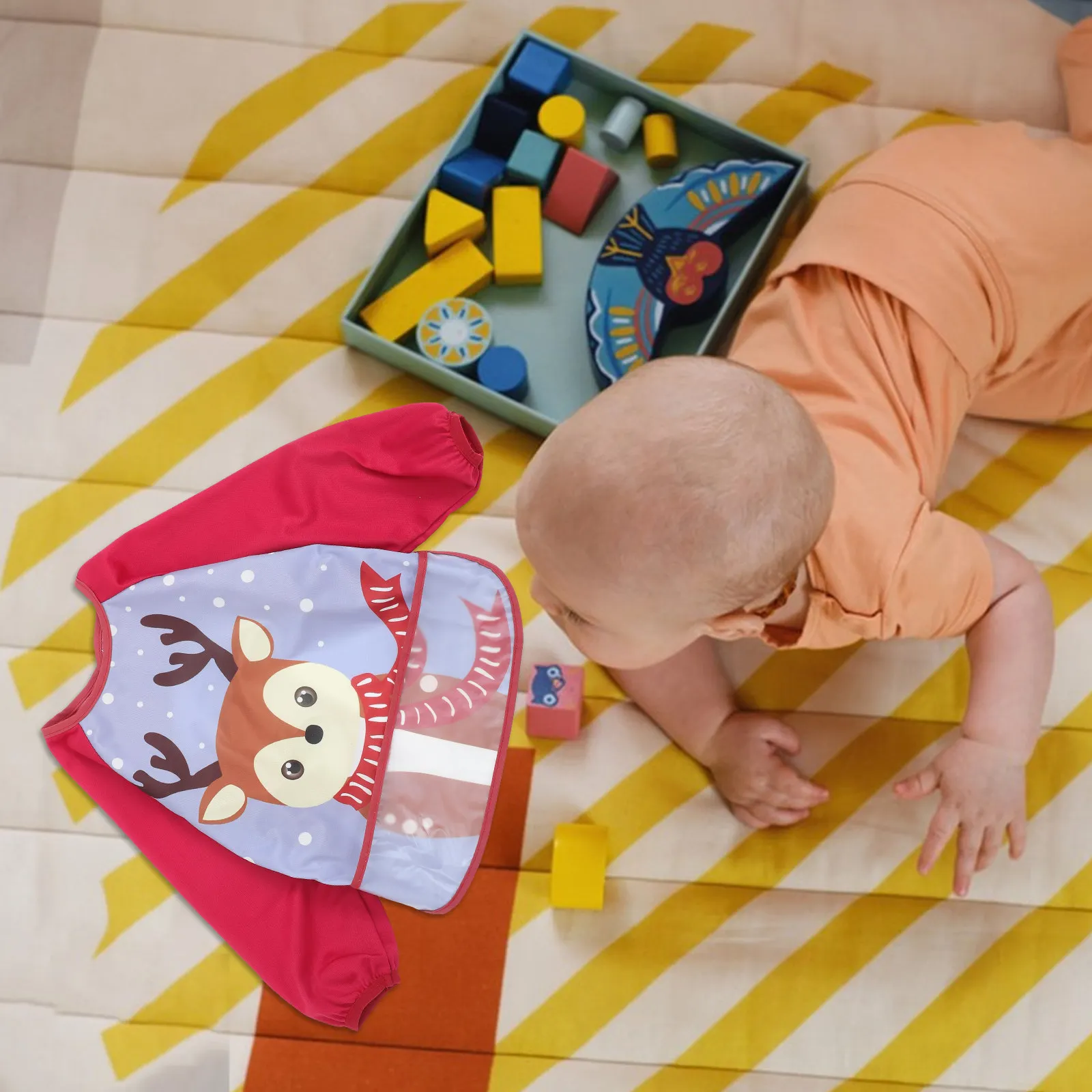 Hello Hippo - Bavaglino Con Maniche Lunghe Impermeabile Per Bambini 6-24 Mesi | Grembiule Per Pasti E Pittura Con Tasca Raccogli-briciole E Chiusura Regolabile