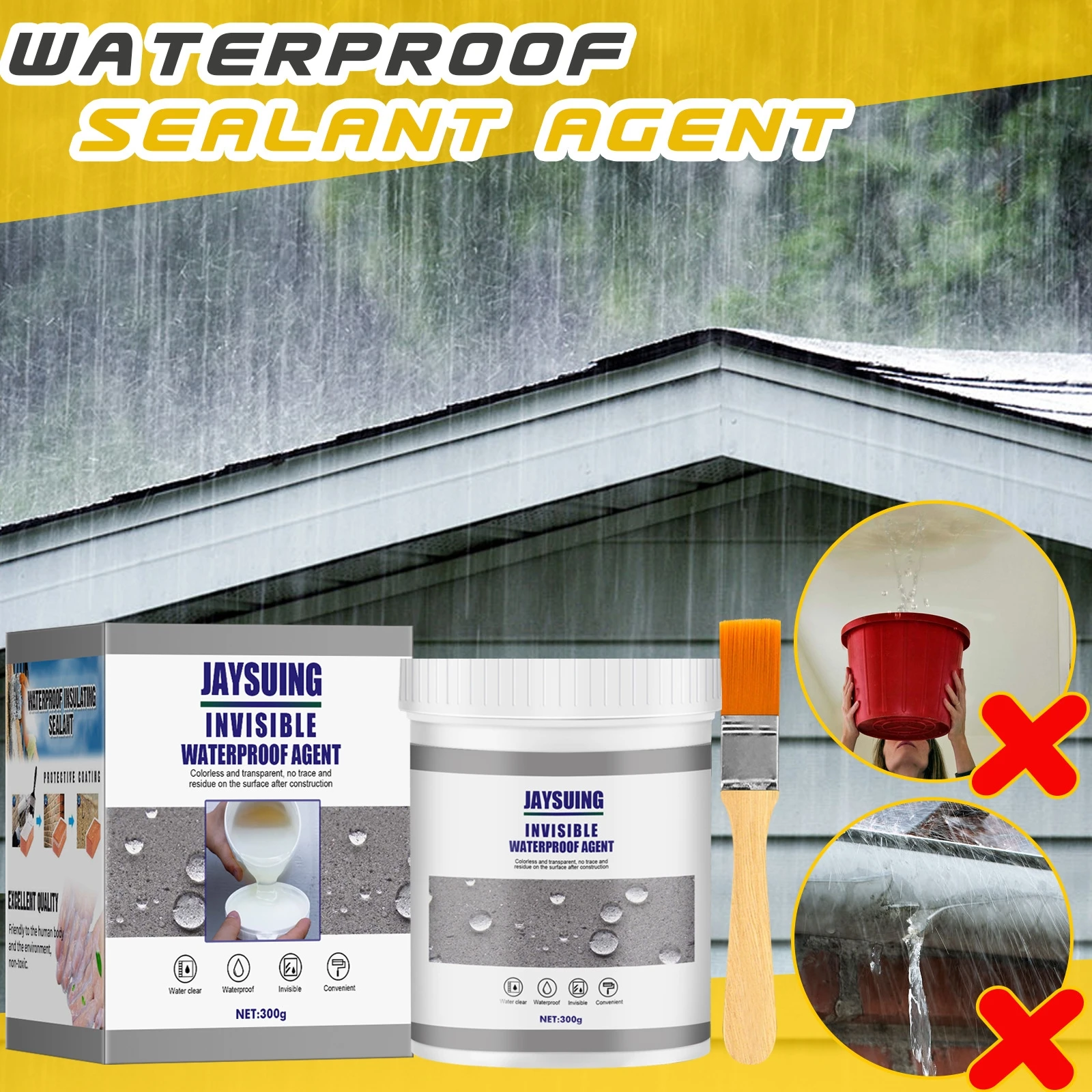 Household 300g transparent waterproof glue bathroom waterproof paint  acrylic pure acrylic waterproof material wholesale