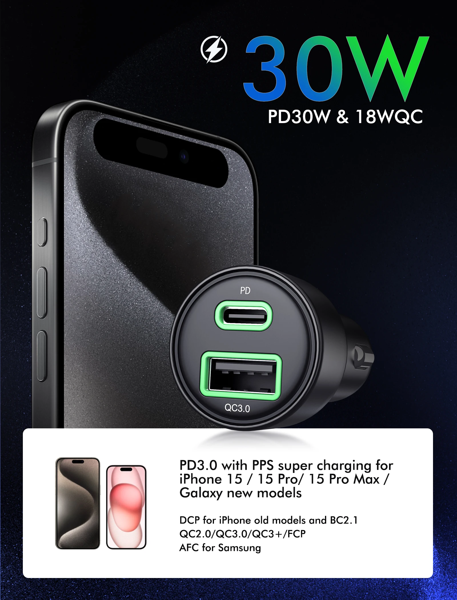 USB C Car Charger 5 Pack, Bangfun 48W Dual Port PD&QC 3.0 Fast Charging 12V Car