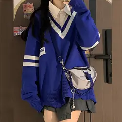New Hot Klein Blue Knitted Sweater Women's Fashion Pullovers And Shirt Set Long Sleeve Knit Ladies Pullover Female Clothing Tops