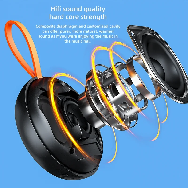 Rockmia EBS-313 Mini Portable Bluetooth Speaker BT5.3 Outdoor Waterproof IPX6 Fabric Mesh Handle Super Magnet Function, mini bluetooth speaker
