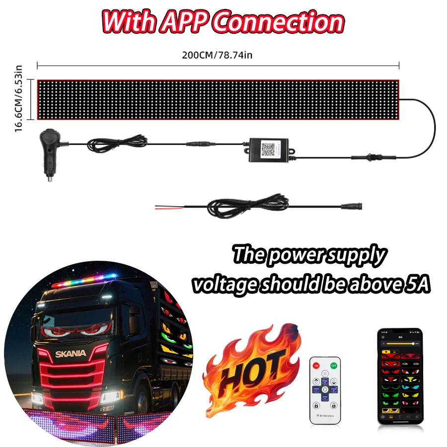 ตัวเลือกสินค้า ไฟ LED กราฟฟิตี้ ตกแต่งกระจกหน้ารถบรรทุก 12V