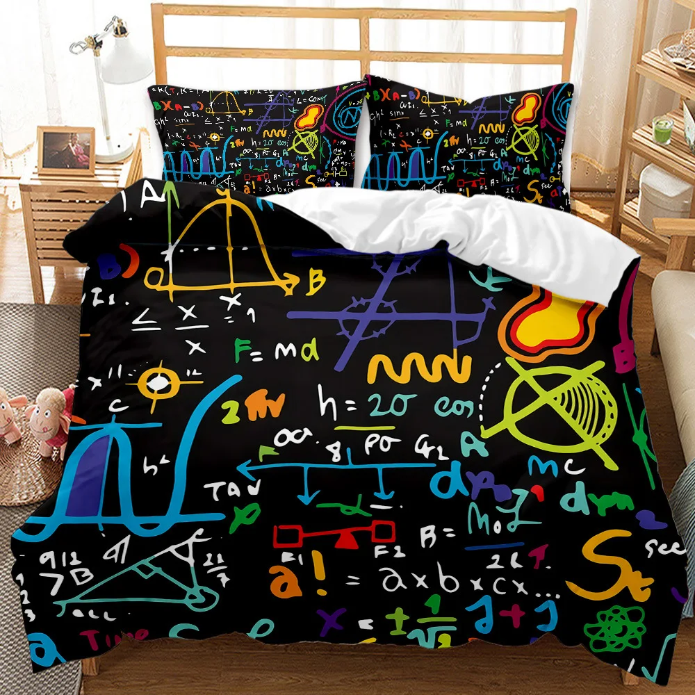Math Science Copripiumino King Queen Modern Genius Smart Student Geometry Numbers Formula Equation Art Set Di Biancheria Da Letto In Poliestere