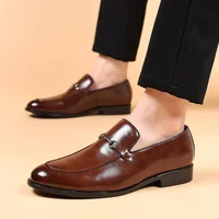 Business Casual Large Size Men's Shoes 2025 New Style Pointed Toe Leather Shoes Comfortable Rubber Sole Spring Autumn Wear
