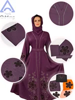 Jalaba musulmane pour femme, ensemble 3 pièces, robe Abaya saoudienne scintillante à fleurs et strass, style chauve-souris, robe africaine pour l'Aïd, Hijab, Borkha, tuniques élégantes de soirée 6