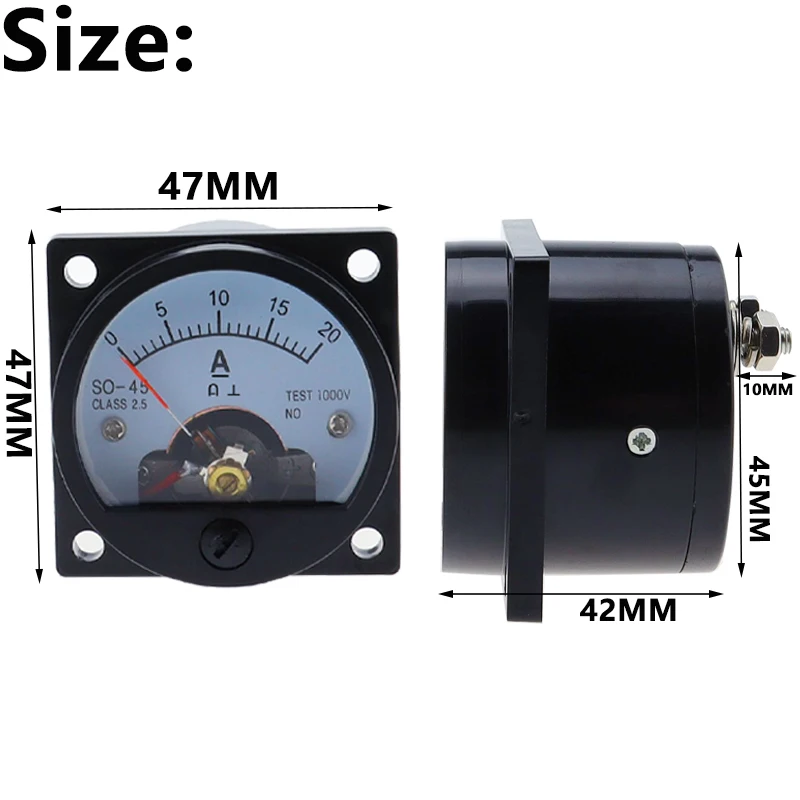 DC ammeter SO-45 analog pointer meter DC1A2A3A5A10A15A20A30A electrical testing current tester
