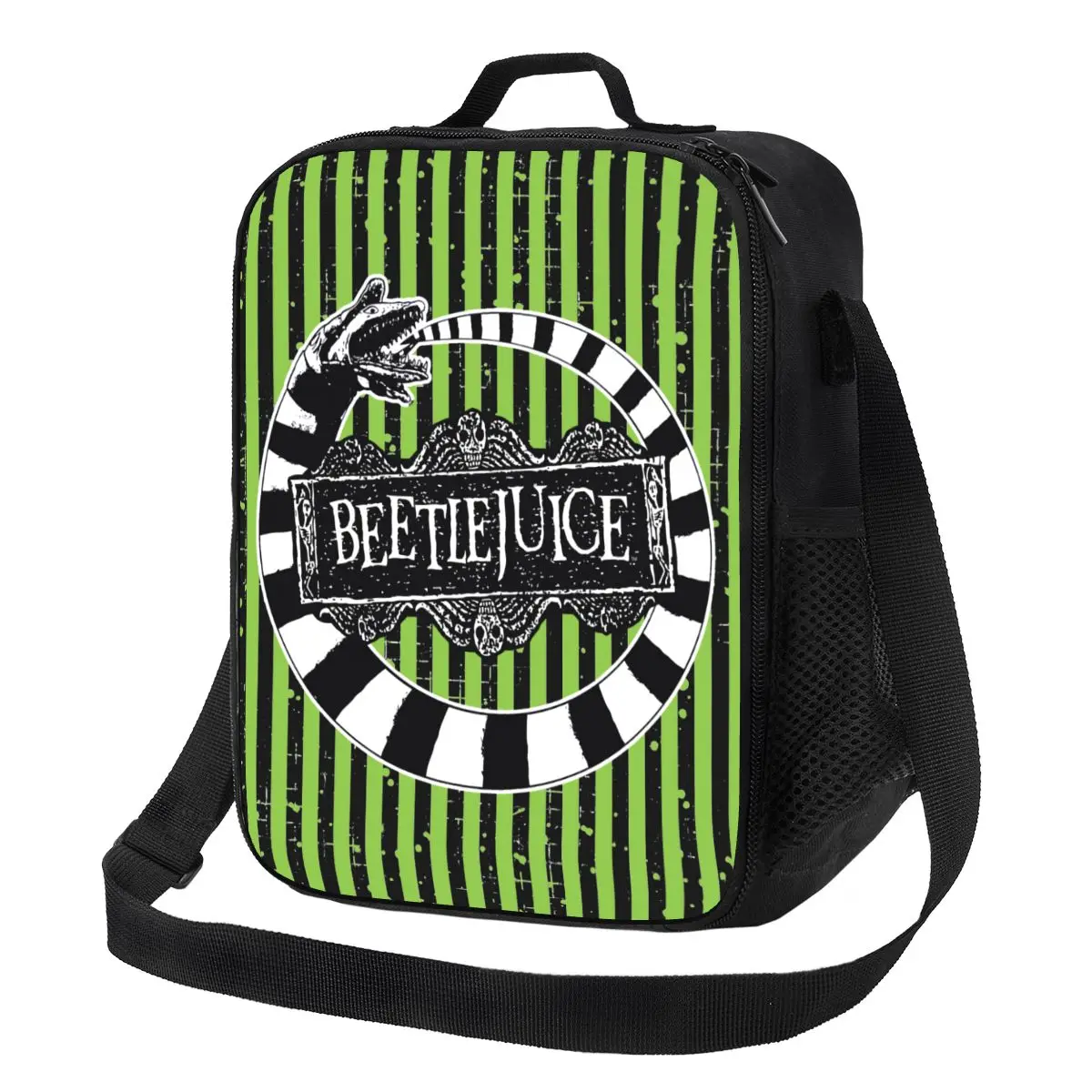 Beetlejuice Beetle Worm Insulated Lunch Tote Bag Tim Burton Horror Movie Cooler Thermal Food Bento Box Outdoor Camping Travel
