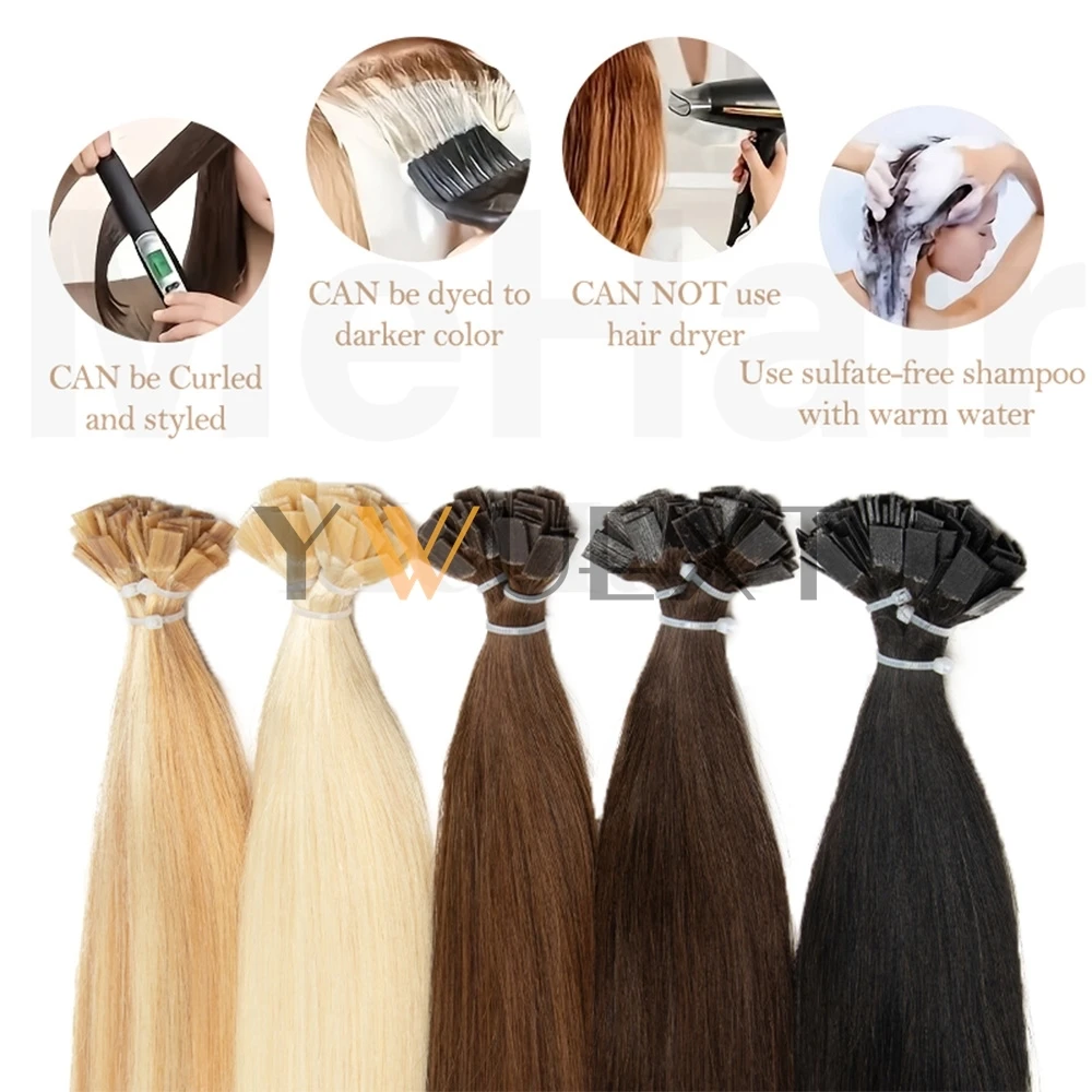 플랫 팁 헤어 익스텐션 인간의 머리카락 케라틴 팁 핫 퓨전 인간의 머리카락 확장 자연 블랙 블론드 브라운 프리 보세 헤어 50pcs