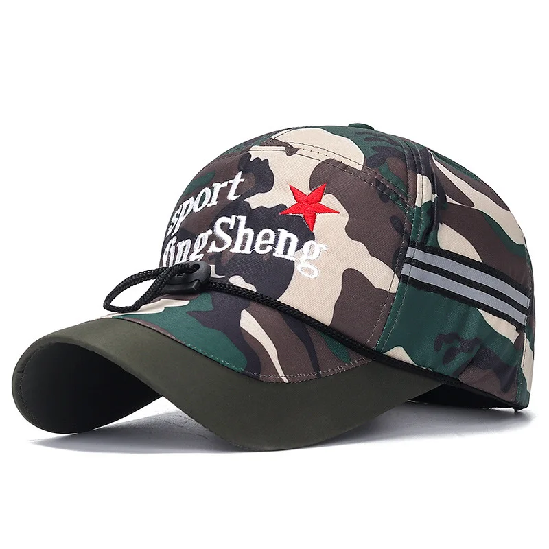 

Men Camouflage Hats Adjustable Baseball Caps Unisex Outdoor Sports Cap Women Letter Print Long Brim Caps Sun Hats With Rope
