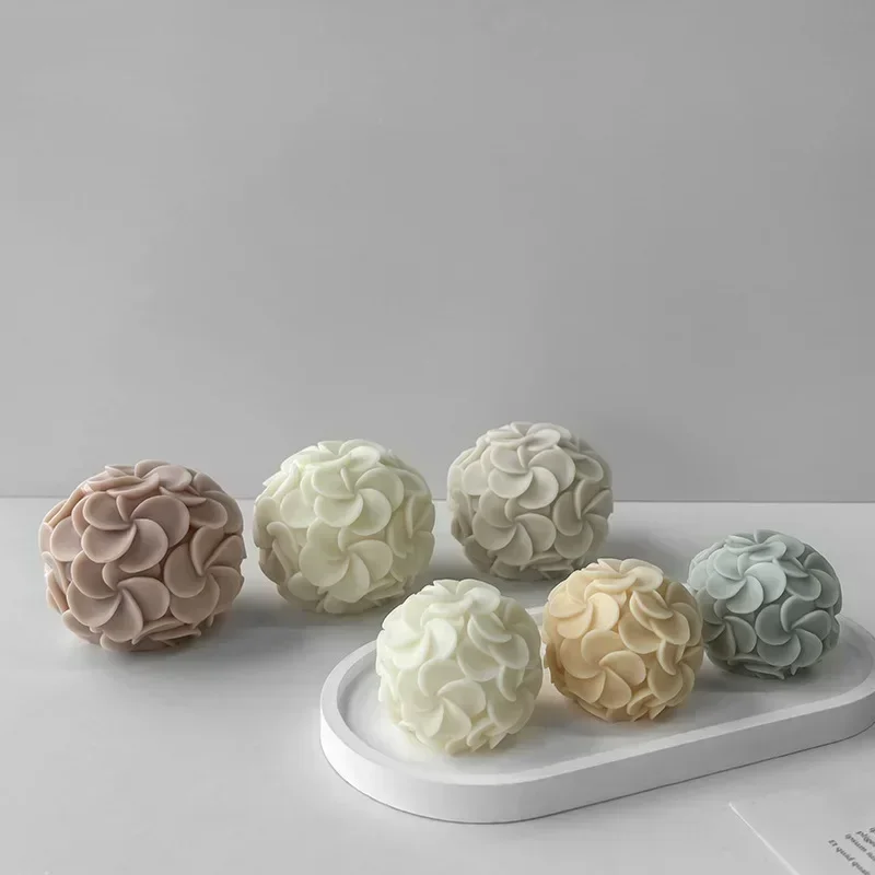 DIY Round Flower Candle Silicone Molds 3D Spherical Flower Soap Candle Plaster Resin Crafts Mold Chocolate Cake Baking Tool silicone mold silicone candle mold aromatherapy candle mold silicone candle molds candle mold