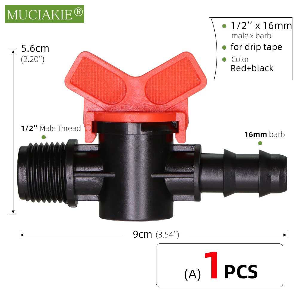 MUCIAKIE 1PC 1/2'' 3/4'' Thread Equal Reduced Watering Coupling Adapter Garden Irrigation Shut Off Valve Drip Tap Fittings Joint 