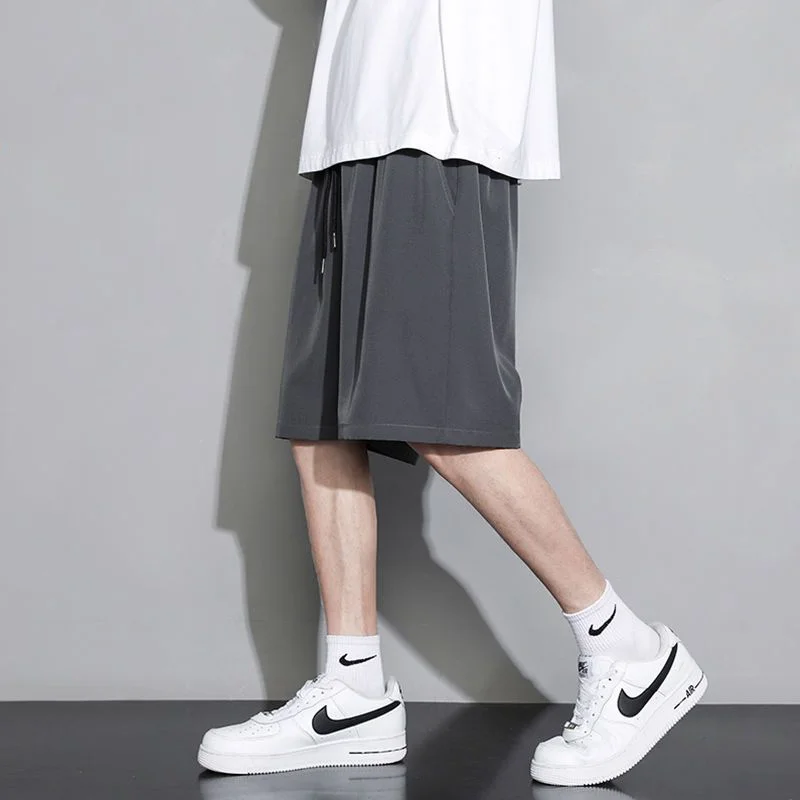 Men's Street Casual Summer New All-match Loose Sports Pants Elastic Waist Solid Plus Size Shorts Fashion Casual Men Clothing