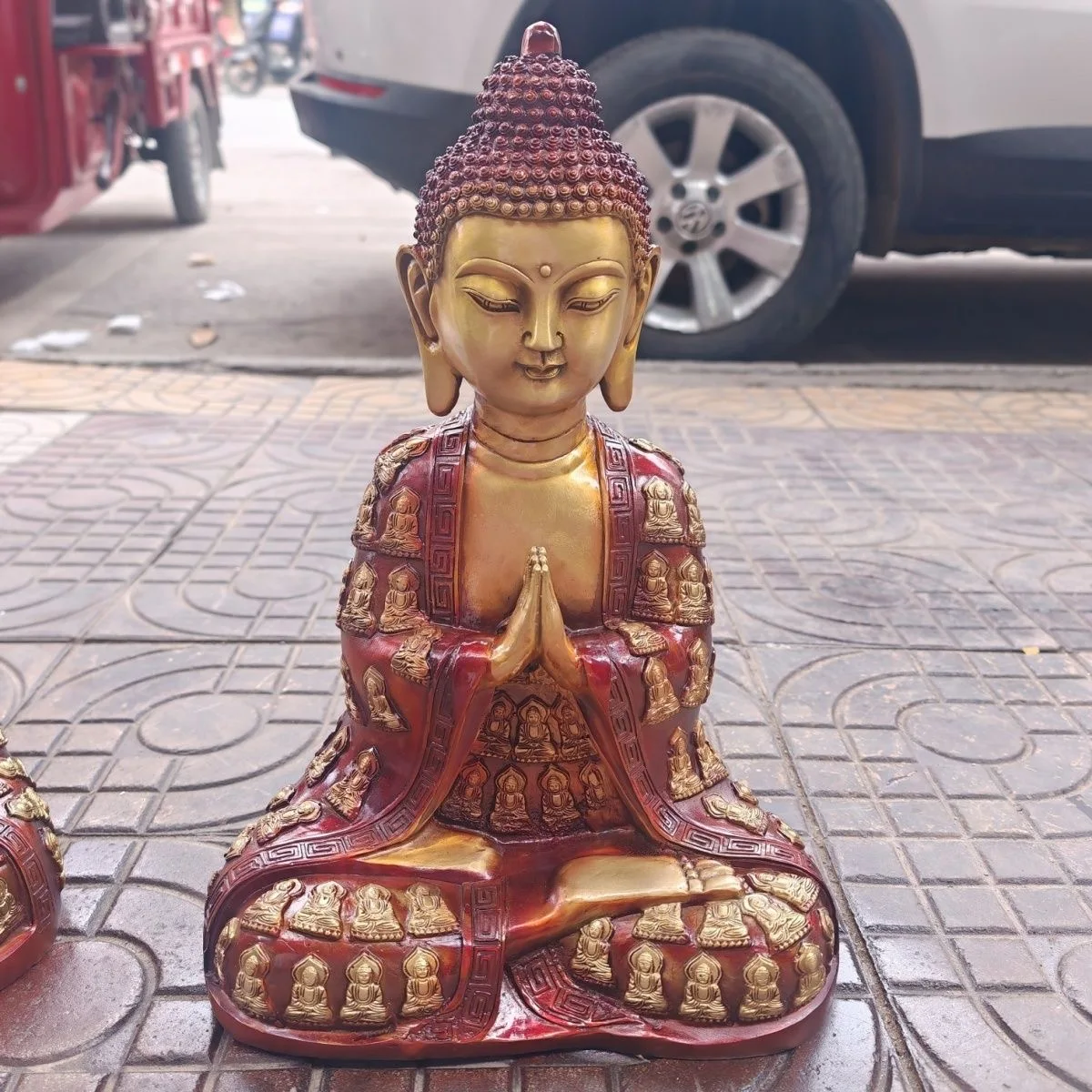 Copper Carving Buddha figure statue hundreds buddha statue Family Worship Home Protection Eliminate disasters 40cm large