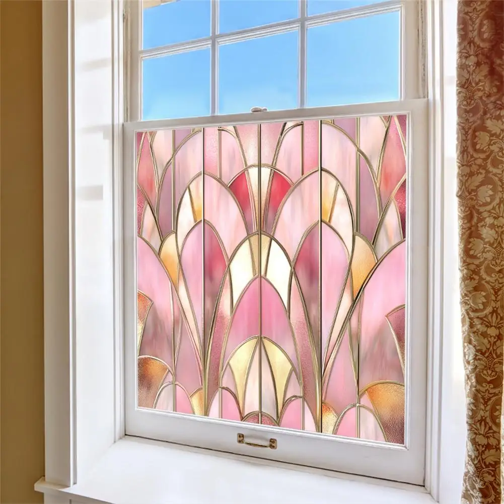 Waterproof Window Decorative Stained Glass Window Film for Privacy Protection Sun Blocking Home Office Bathroom Waterproof Pvc