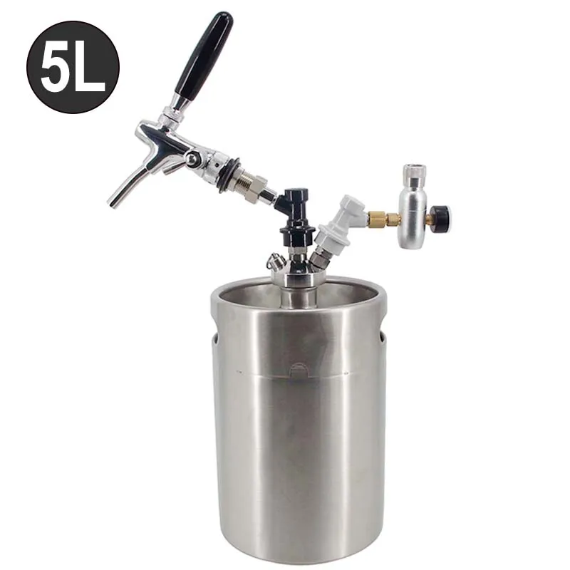 Pressurized Growler Tap System 5L SS Mini Keg Dispenser Portable Kegerator Kit Keeps Carbonation