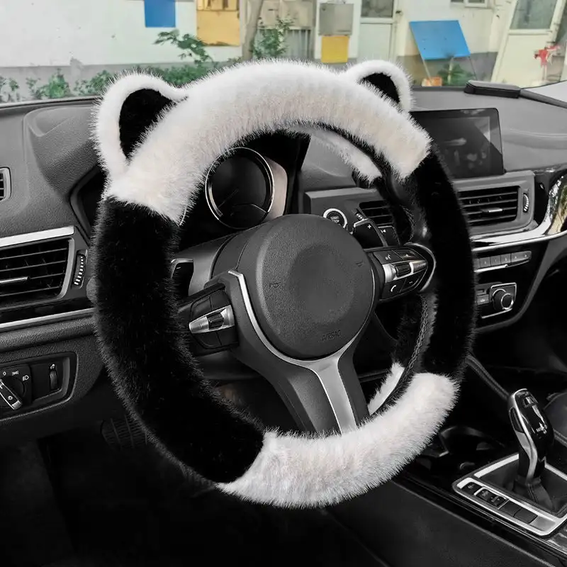 Steering Wheel Cover Universal Non-slip Cat Ears Plush