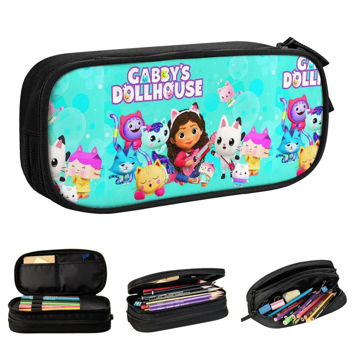 

Gabby's Dollhouse Characters Pen Box Double Layer Large-capacity Kids School Supplies Outfit Pencil Case Stationery Perfect Gift