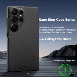 Premium Carbon Fiber Pattern Slim Protective Case - Shockproof, Lens Raised Design - Galaxy S23 Ultra (Magnetic 600D Black)