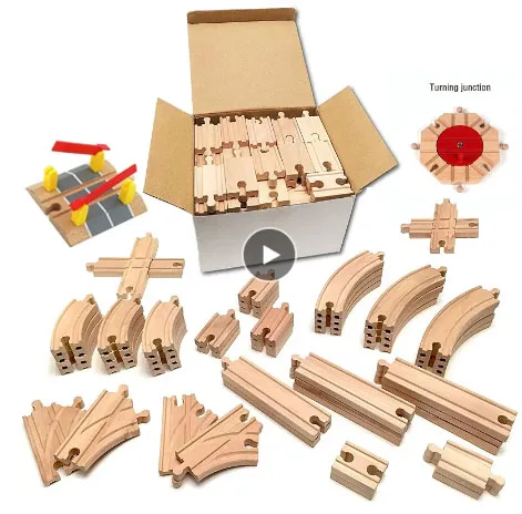 

A3 Wooden Train Track Accessories Toys Train Railway Compatible with Wood Trains Wood Tracks Railway with All Brands Trains