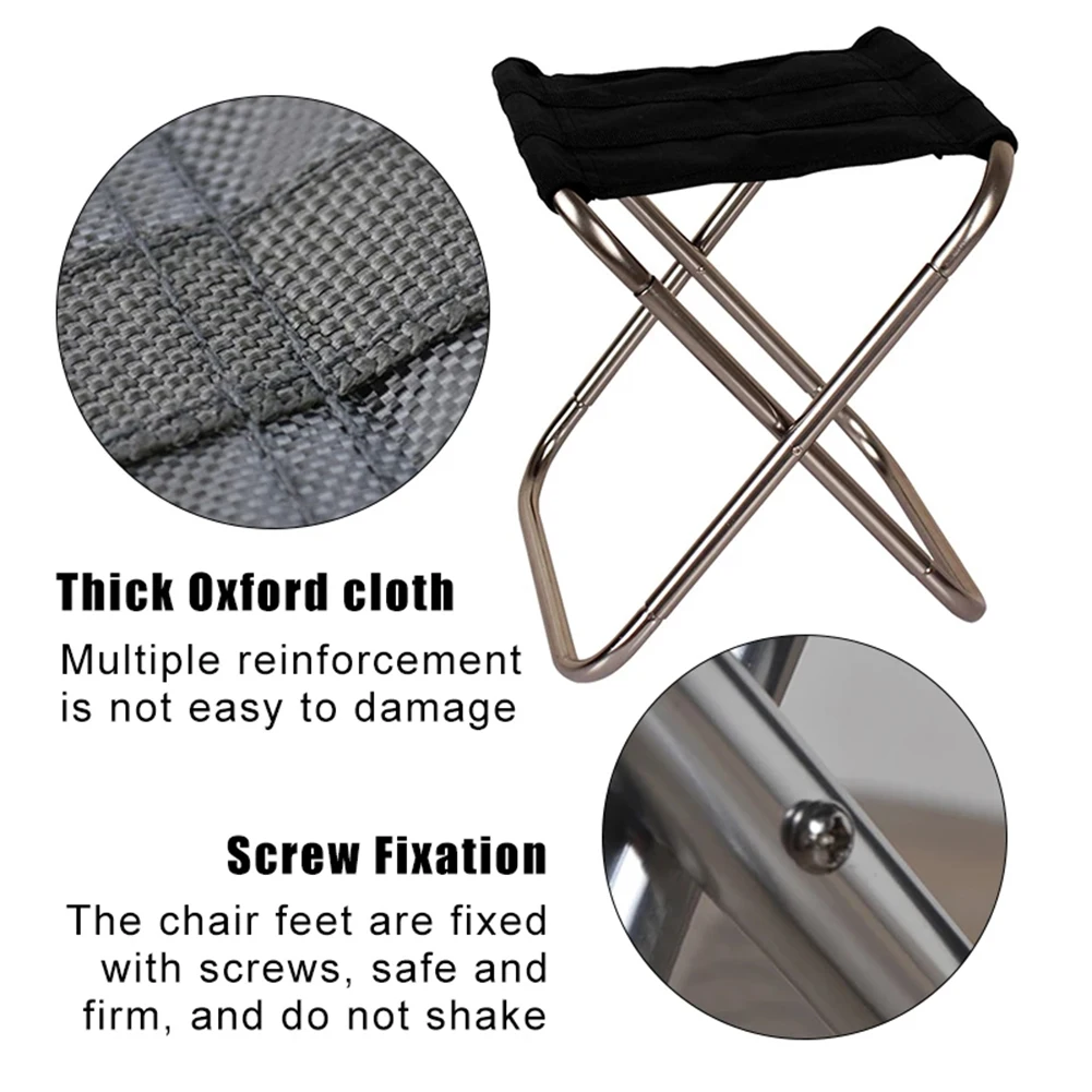 Folding Chair Aluminum Ultralight Portable Easy To Carry Outdoor Camping Fishing Hiking Backpacking Travelling Little Stools