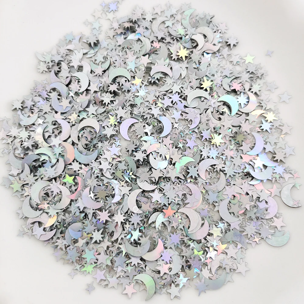 15G/bag Eid Mubarek Confetti Moon Star Silver Gold Party Plastic Birthday Wedding Party Confetti for Decorations Supplies