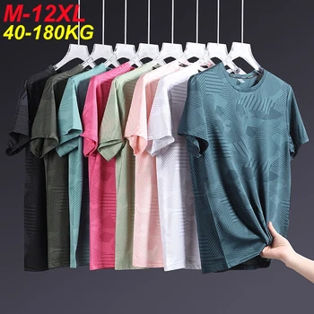 Extra PlusSize 12xl Men Woman TShirts Quick Dry Spandex Tee T-Shirt Round Neck Short Sleeve Oversize Tops Big 180kg Men Clothing 1