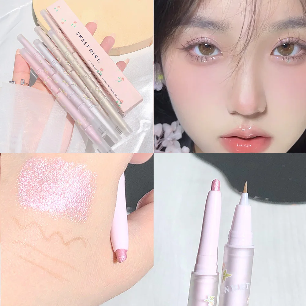 Double Headed Silkworm Pen Glitter Eyeshadow Stick Eyeliner Pen Matte High-gloss Eye Liner Makeup Brighten Tool eyeshadow stick,makeup pen,eyeshadow pen,matte eyeshadow,eyeshadow eyeliner,eyeshadow pencil