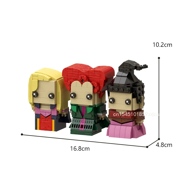 MOC Hocus 포커스드 액션 피규어, Winifred Mary Sarah BrickHeads 빌딩 블록, 영화 마녀 세 자매 벽돌 장난감, 크리스마스 선물