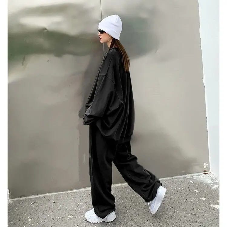 2023 Autumn/Winter Korean Edition New Age Reducing Leisure Slim Fit Sweatshirt Sportswear Two Piece Women's Set