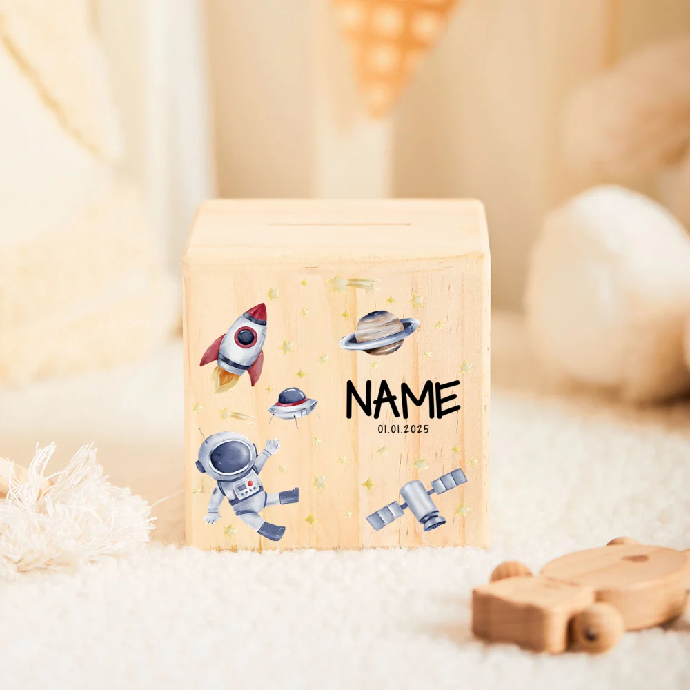 Money Box with Name Kids Forest Animals Money Box Baptism Gift Children's Room Decoration Wooden Piggy Bank Baby Gifts piggy bank wooden piggy bank coin bank coin holder wooden money box