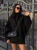Single-breasted Lapel Coats Women Loose Woolen Long Sleeve Pockets Short Jacket Female Autumn Winter Elegant Casual Tops Outwear 3