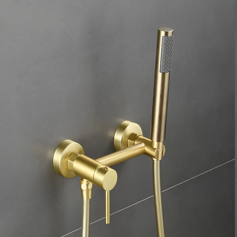 ก๊อกน้ำฝักบัวอาบน้ำสีโรสโกลด์ ทองเหลือง น้ำร้อนน้ำเย็น ปัดเงาสีทอง ก๊อกน้ำฝักบัวติดผนัง ชุดก๊อกน้ำโถสุขภัณฑ์สีดำ 1