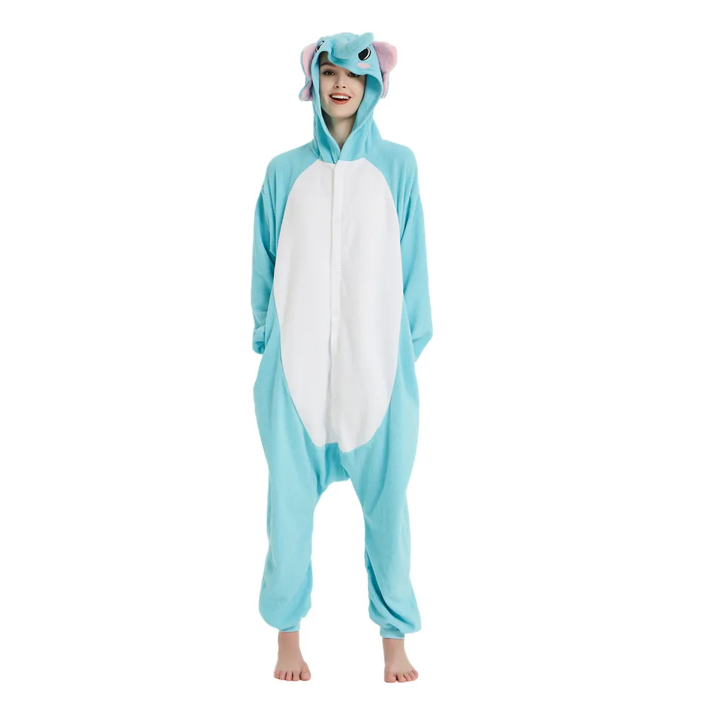 Blue Elephant Animal Kigurumi Onesie Pyjamas For Adult Cosplay Costume for Halloween Carnival Party