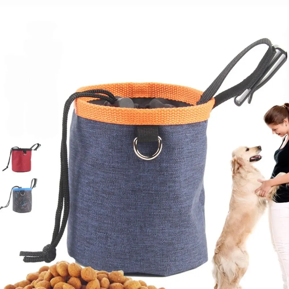 

Cylindrical Pet Trainer Waist Bag with Hook with Adjustable Drawstring Pet Treat Pocket Large Capacity Oxford Cloth