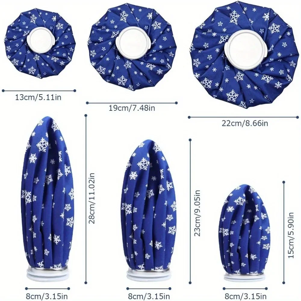 4-Pack Reusable Ice Bags for Hot & Cold with Elastic Support Strap-Universal Fit Knee, Ankle, Includes 3 Sizes (6", 9", 11")