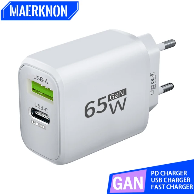 Chargeur USB 65W GaN Type C, charge rapide, adaptateur d'alimentation PD, 3.0, pour iPhone 15 Xiaomi POCO Samsung Oneplus