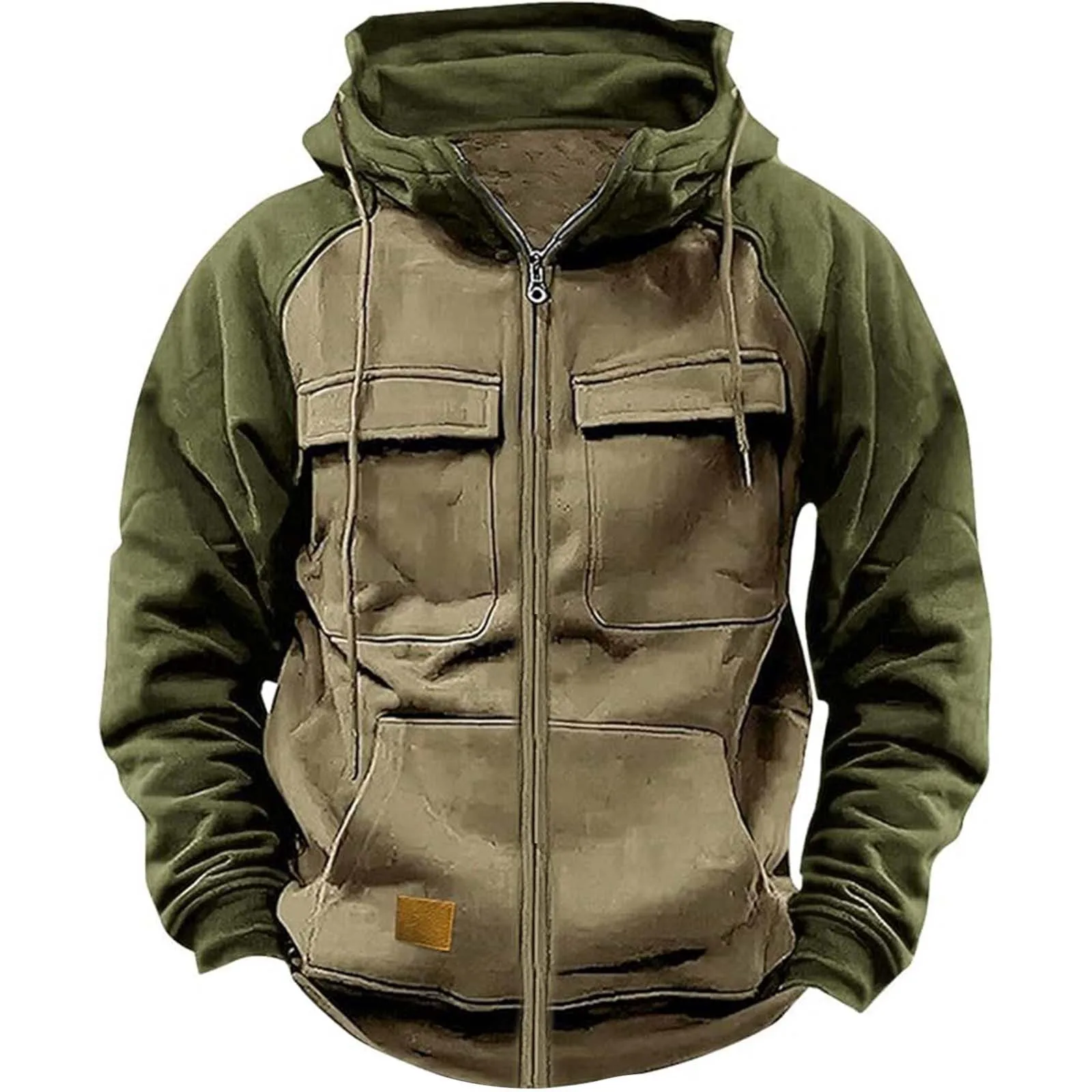 Sweat à Capuche Homme J.C-.B - Demi-Zip, Poches Kangourou, Matière Polyester - Pour Sport, Streetwear, Printemps