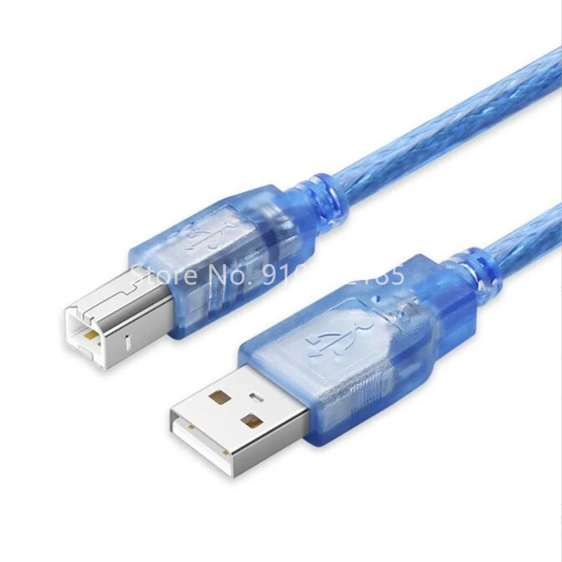 

50Pcs/Lot 1M 1.5M 3M USB 2.0 Printer Cable Type A Male to Type B Male Dual Shielding High Speed Transparent Blue