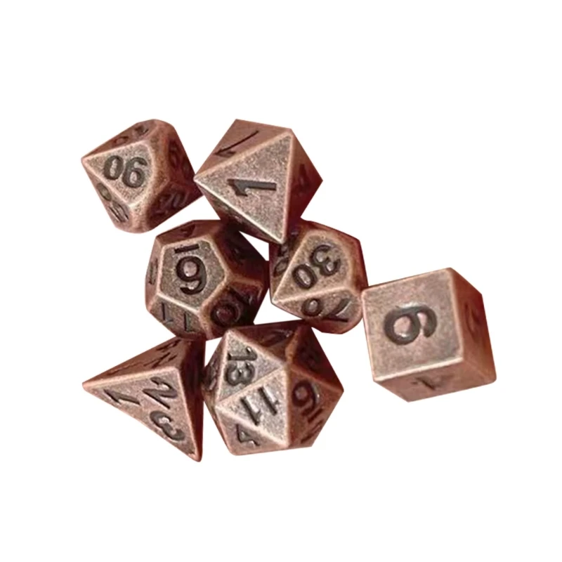 Mini Polyhedral Dices Set Vintage Multi-Sided Metal Dices Portable Decoration