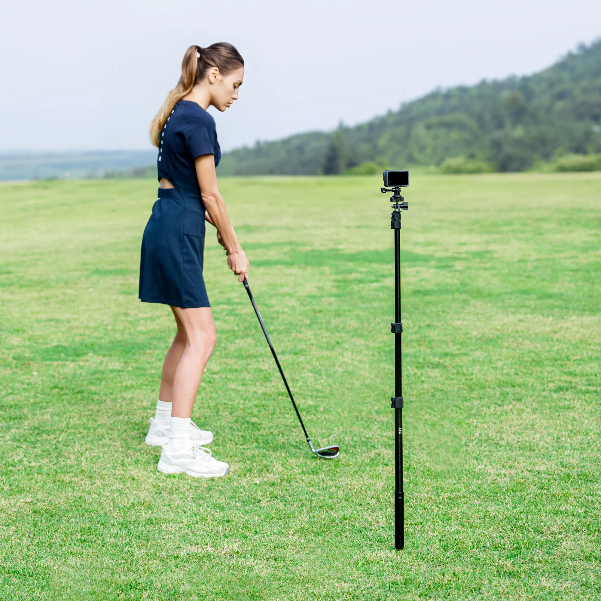 Golf Einbeinstativ Stick Record Golf Swing mit magnetischem Telefonhalter Verstellbares Stativ mit Spike Stake Golfzubehör Golf Swing – Detail 1