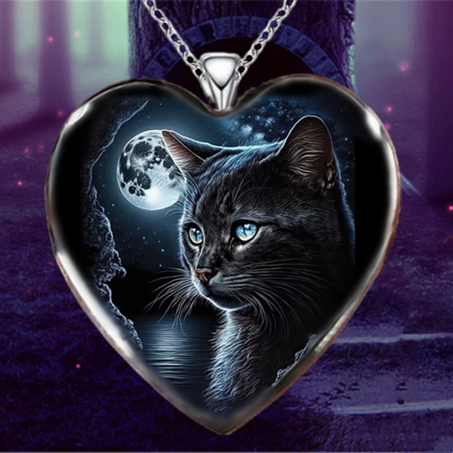 Punk Animal Black Cat Heart Crystal Pendant Necklace Gothic Necklaces for  Women Stainless Steel Jewelry Accessories Party Gift - AliExpress